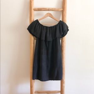 Zara Black Off-the-shoulder Mini Dress